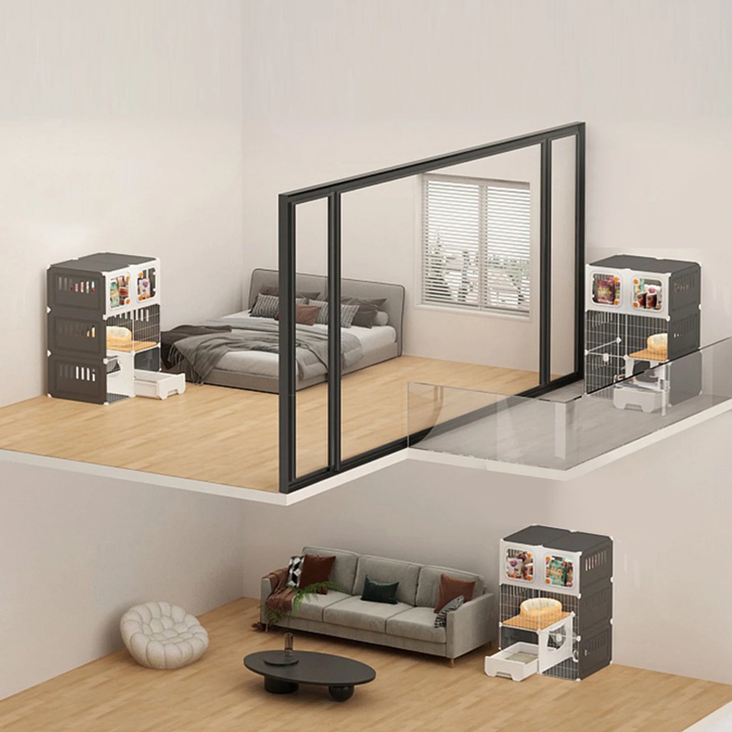 Indoor Cat Crate Catio With Bed DIY Metal Wire Kennel