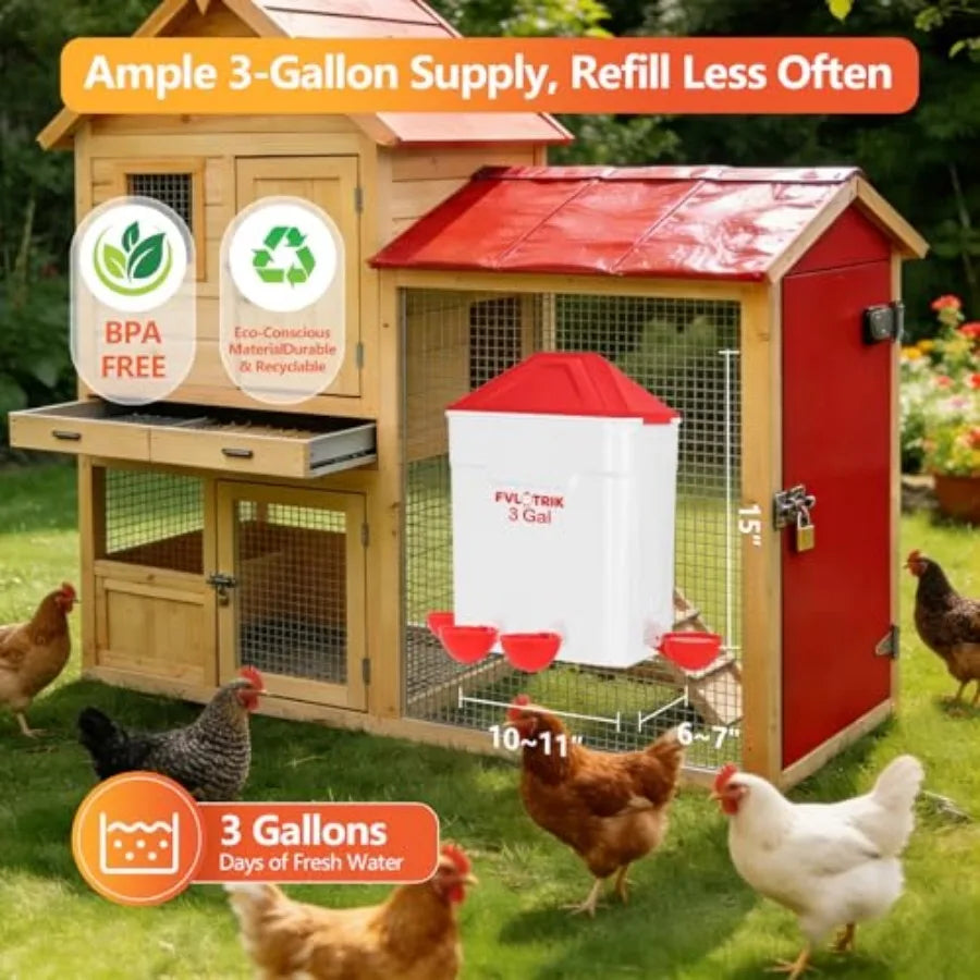 3 Gallon Chicken Waterer and Feeder Set with Durable Legs