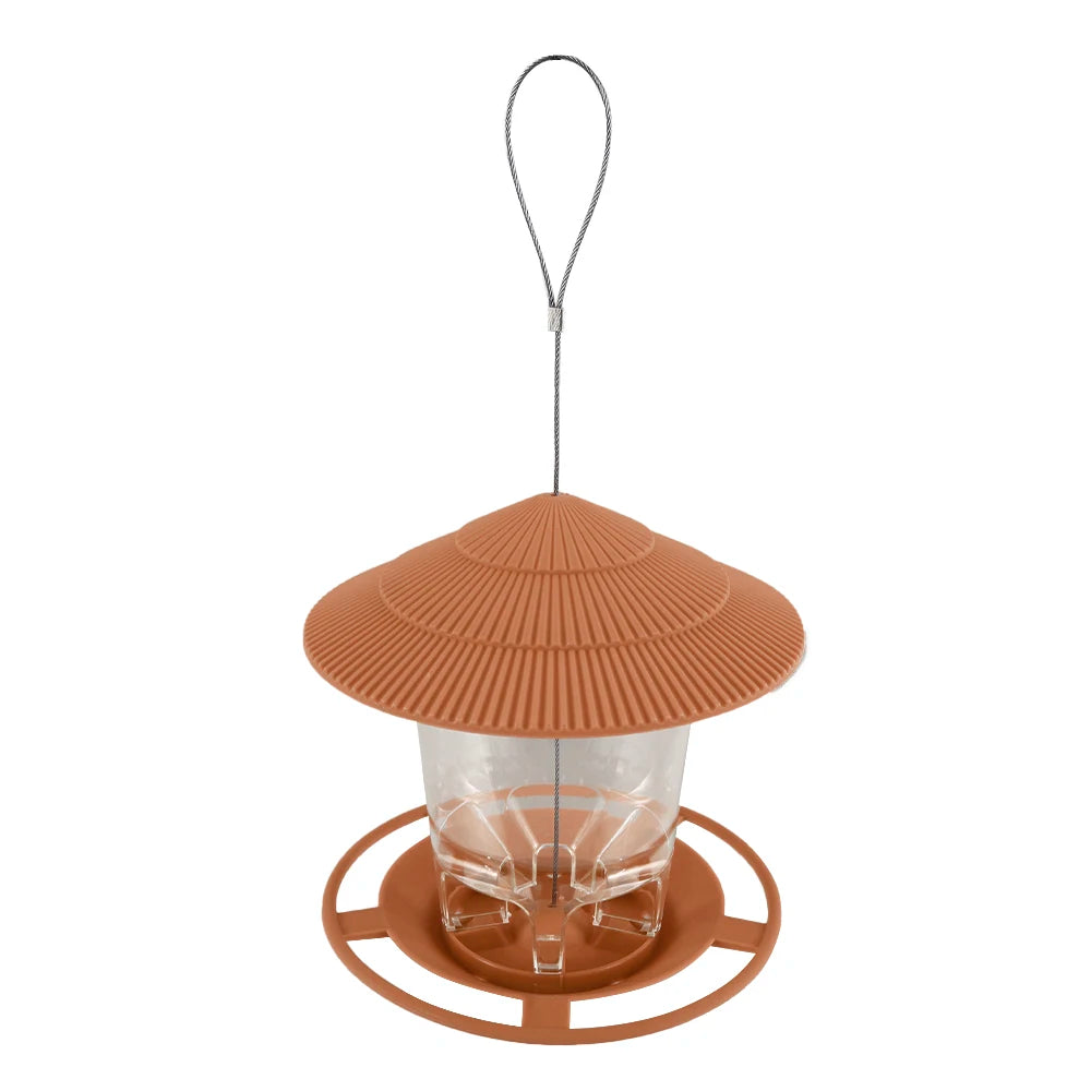 Garden Gazebo Hanging Bird Feeder With Hexagonal Terrace Roof And Rope