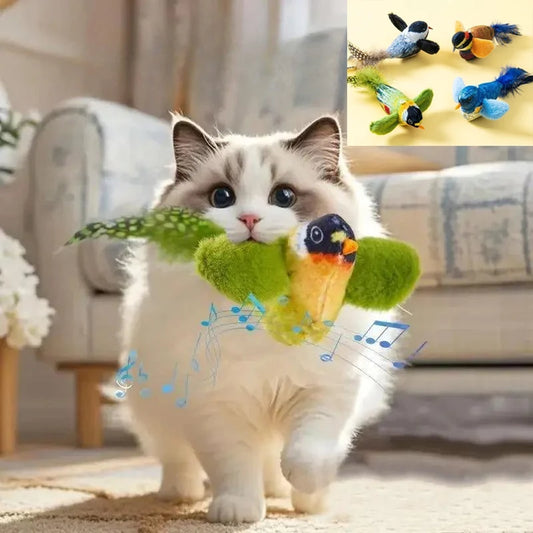 Indoor Interactive Cat Bird Teaser Toy With Realistic Bird Sounds
