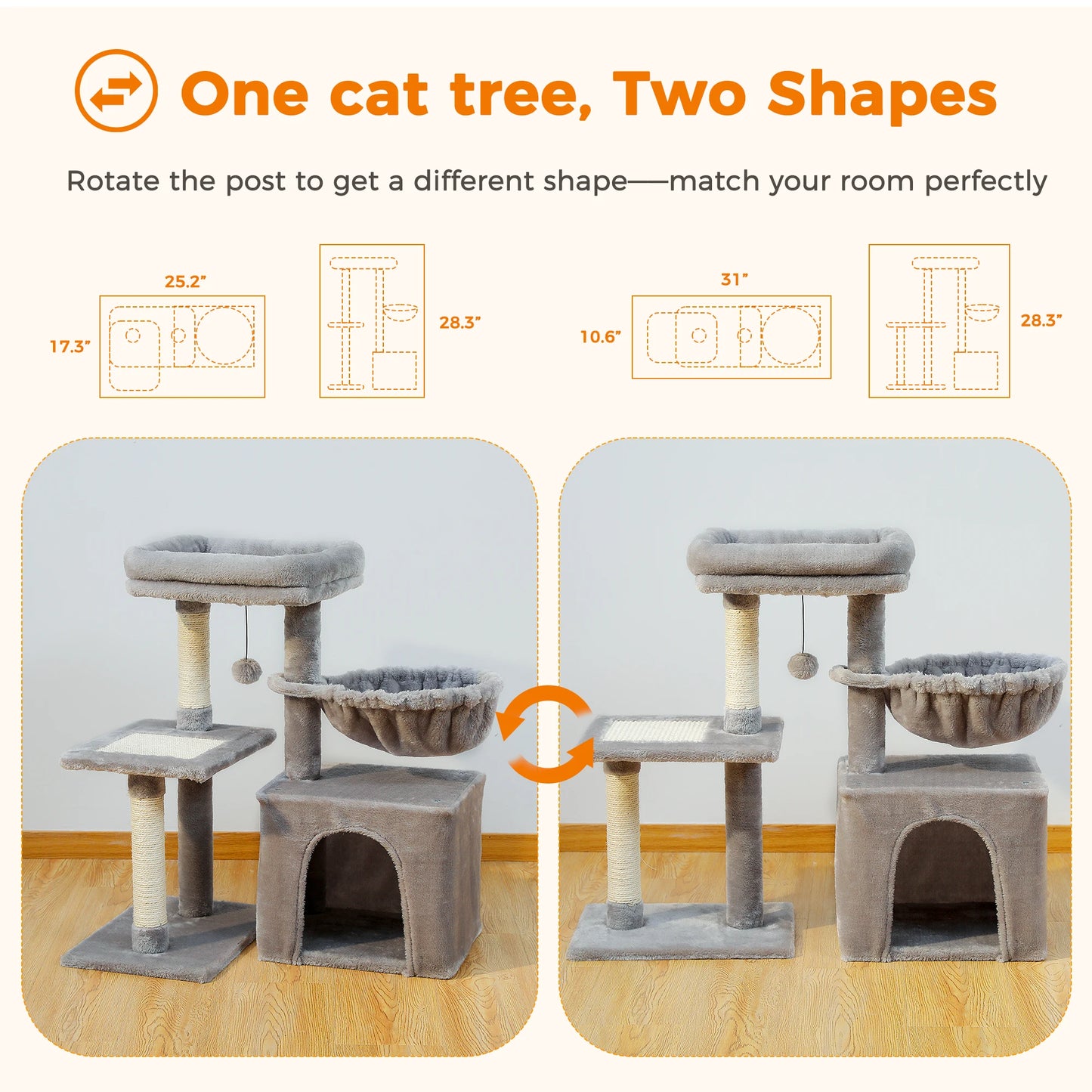 PAWZ Road Cat Tree Tower Three Tier Activity and Scratching