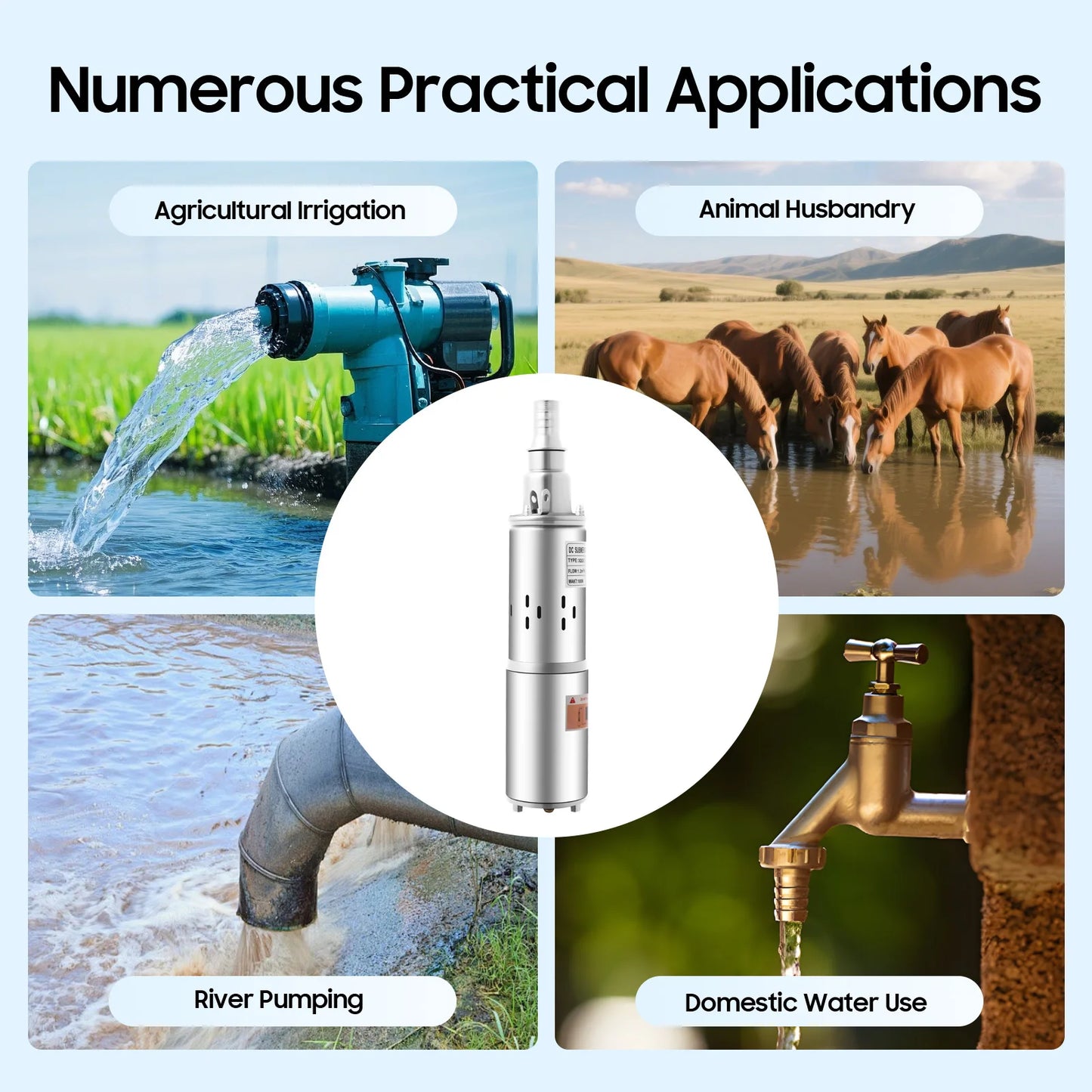 12V Submersible Water Pump 180W 3000RPM Deep Well Solutions