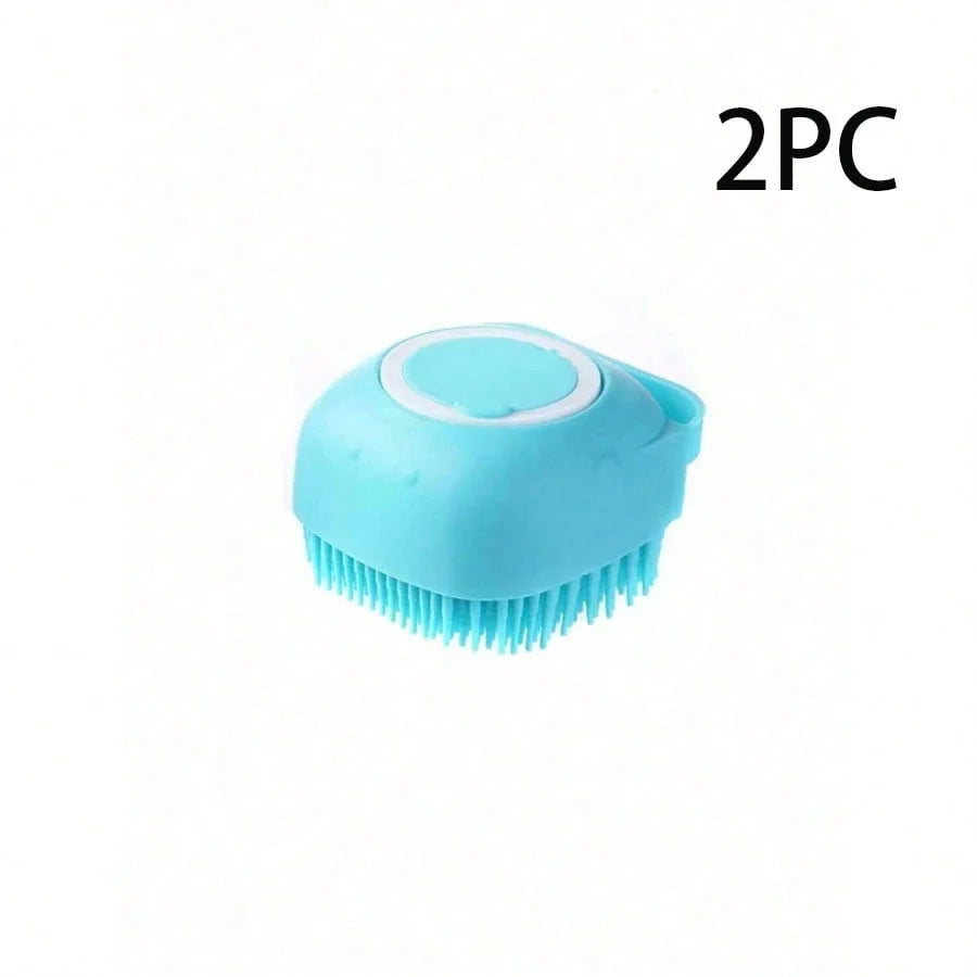Silicone Pet Shampoo Brush With Dispenser For Dogs And Cats