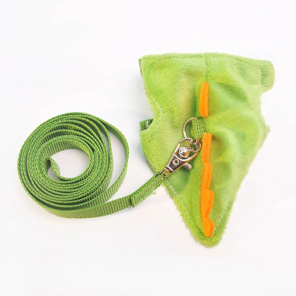 Soft Flannel Ferret Harness With Dragon Design And Traction Rope