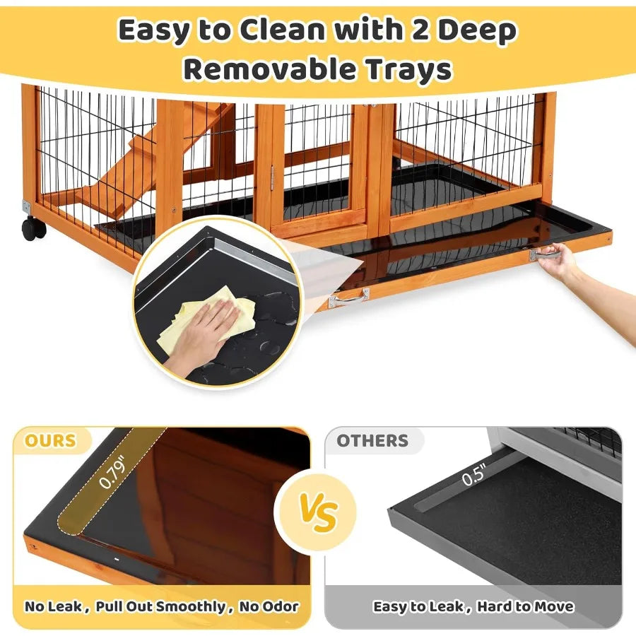 Guangdong Wooden Rabbit Cage On Wheels