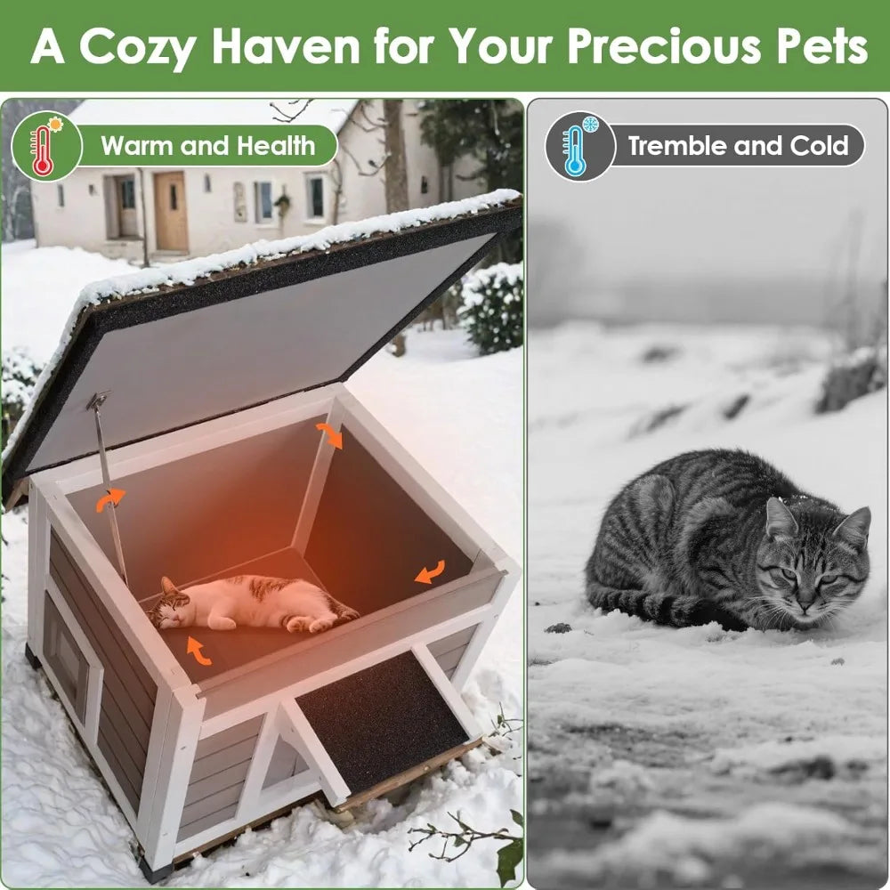 DAFIFY Insulated Cat House Weatherproof Outdoor Shelter For Feral Cats