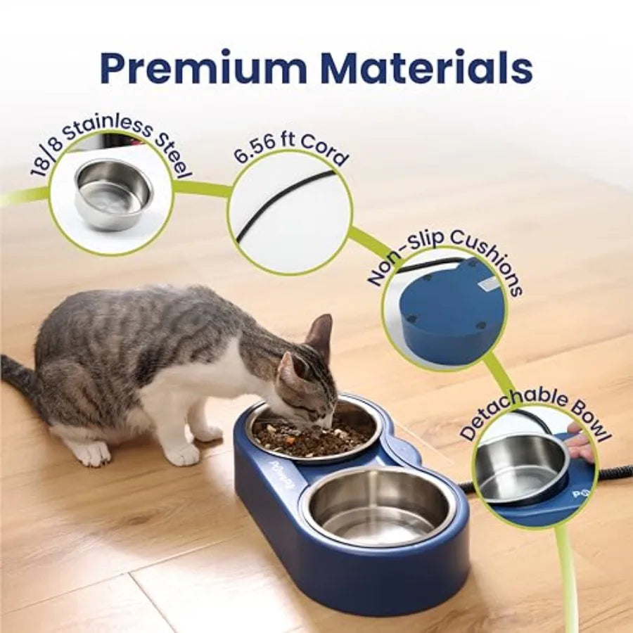 Heated Water Bowl for Cats Stainless Steel Outdoor Winter Use