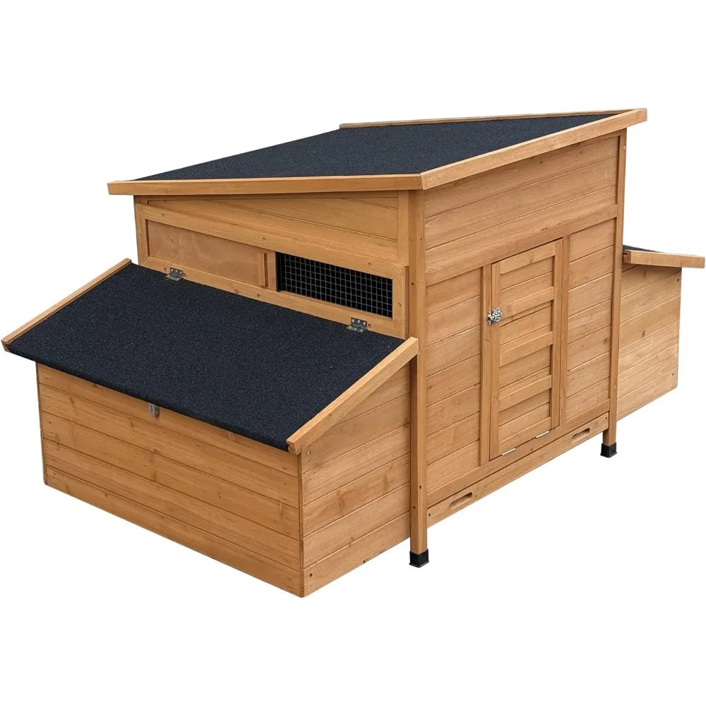 XMSJ Wooden Chicken Coop with Six Nesting Boxes Outdoor Henhouse