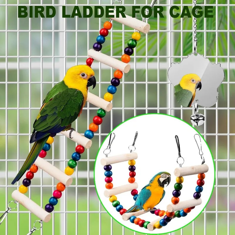 CN Zhejiang Seven Piece Wood Bird Toys Parakeet Perch Set