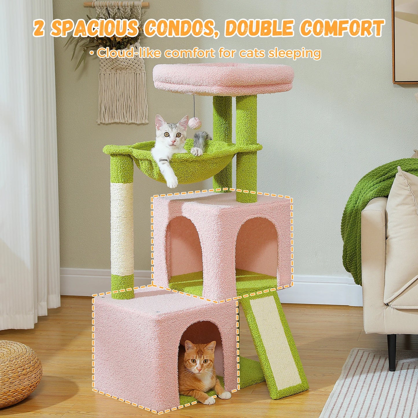 PEQULTICN Large Cat Tree Indoor Multi-Level Tower With Scratching Post