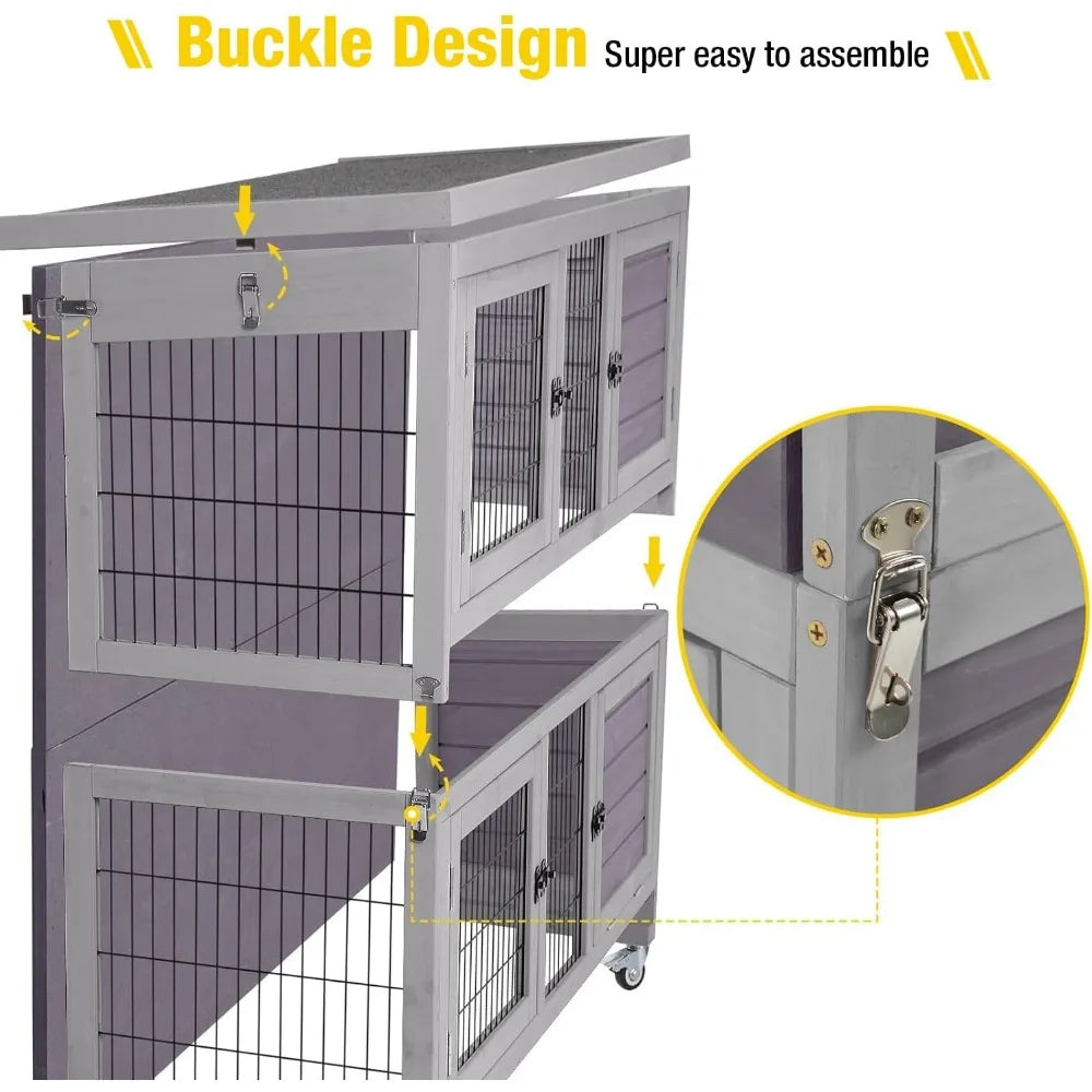 Gap Folding Rabbit Hutch Indoor Outdoor Easy Setup Cage