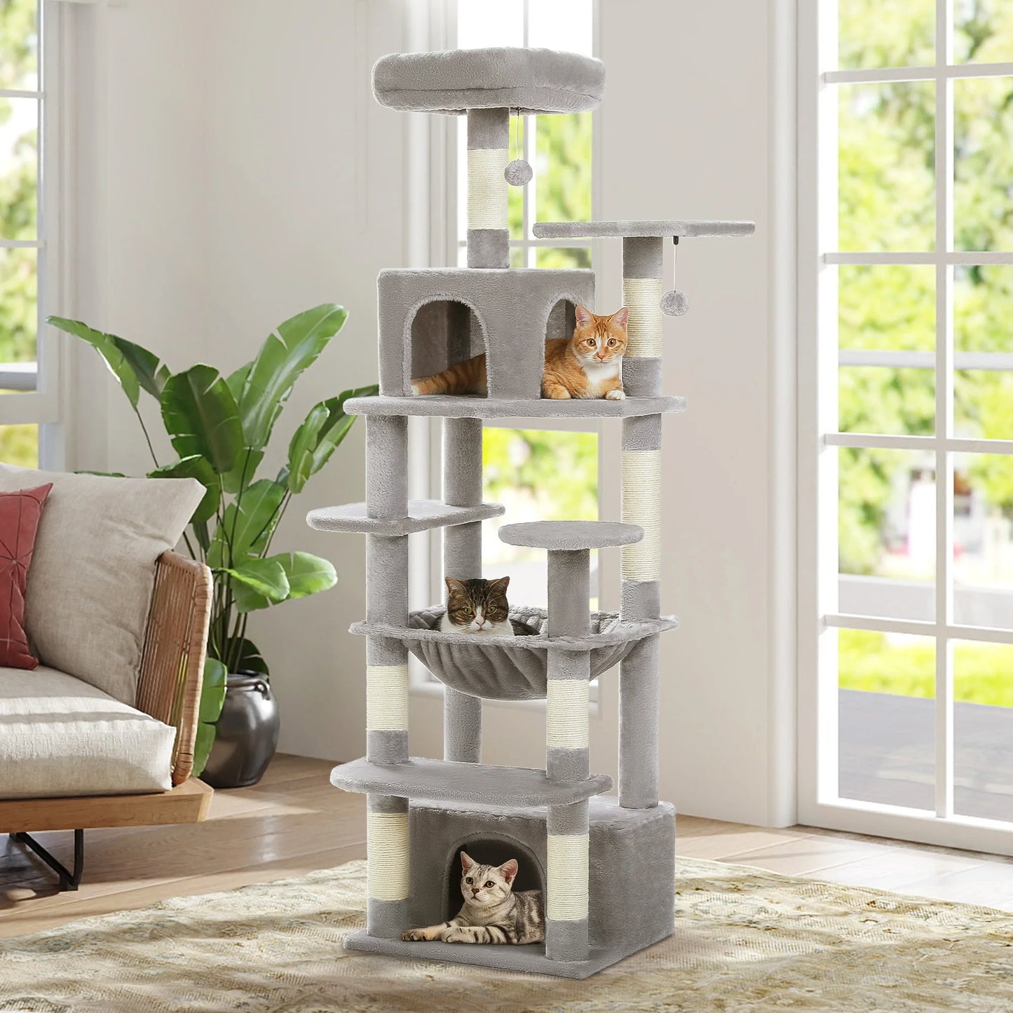 PEQULTICN Tall Cat Tree With Scratching Posts and Condos