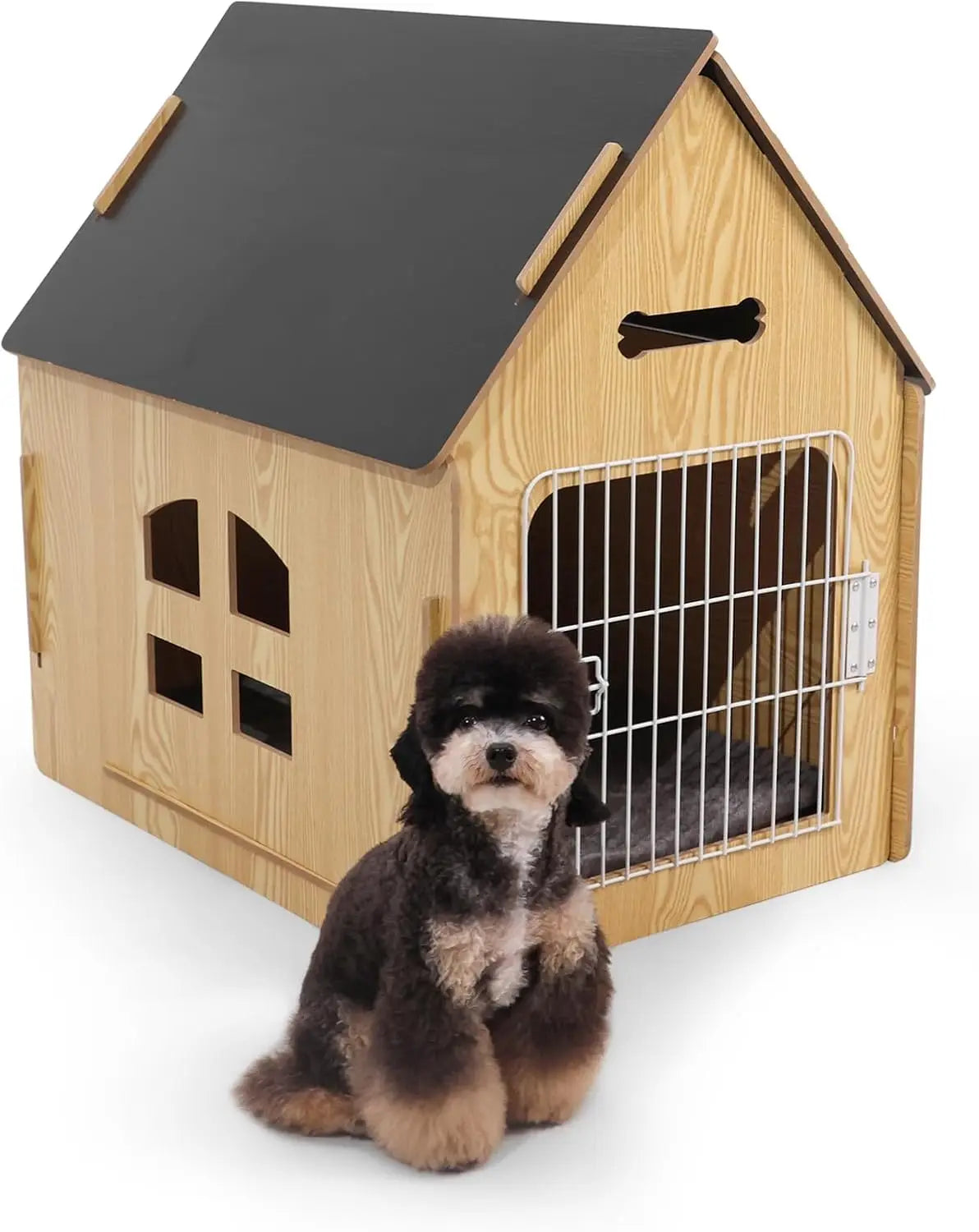 High-concerned Wooden Indoor Dog House For Pets With Roof