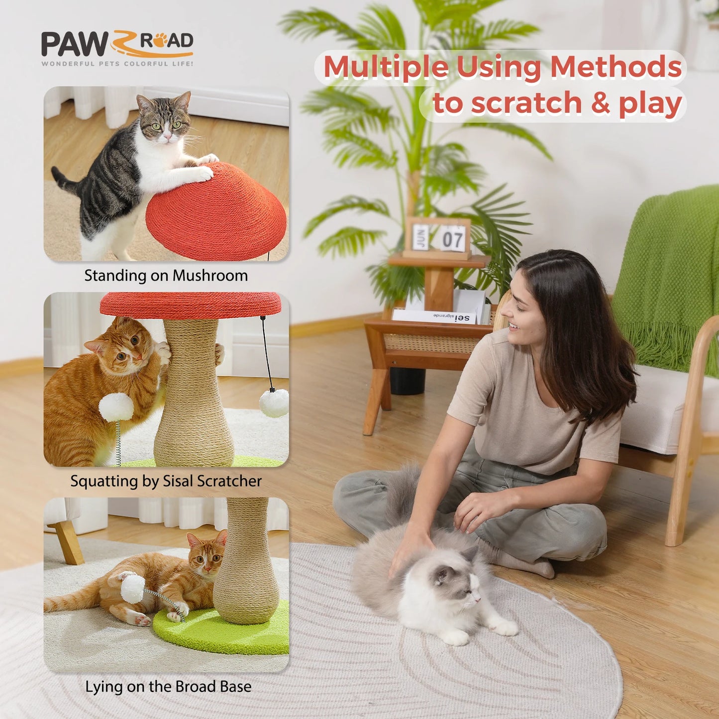 PAWZ Road Mushroom Cat Scratching Post Sisal Covered