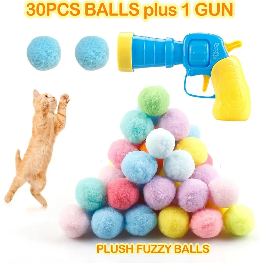 Cat Ball Launcher Toy For Interactive Play With Plush Balls