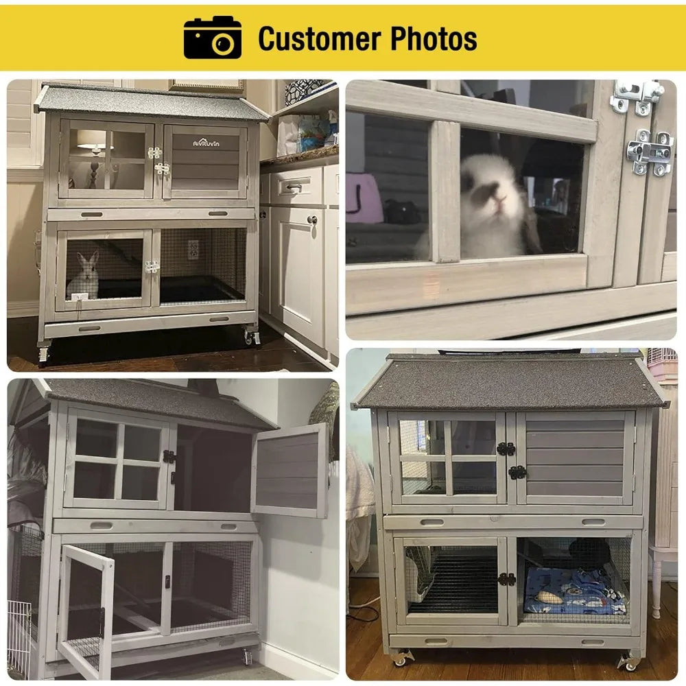 High Concerned Rabbit Hutch Outdoor Cage With Wheels