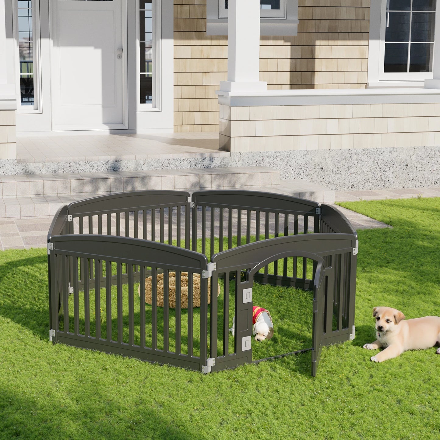 JHK Plastic Dog Playpen 6 Panel Expandable Fence Medium Dogs