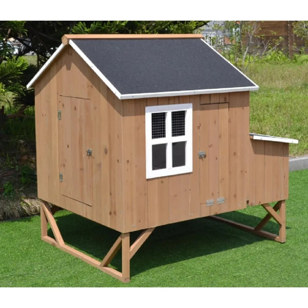 MKDK Deluxe Wood Chicken Coop With 3 Nesting Boxes