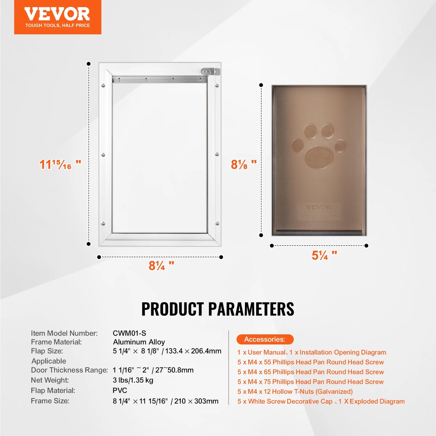 Dog Door Aluminum Frame Pet Door With Lockable Flap System