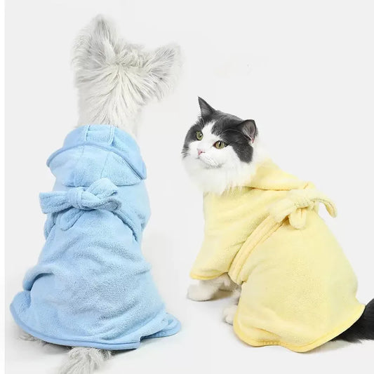 Pet Bathrobe Towel With Cap Soft Absorbent For Dogs