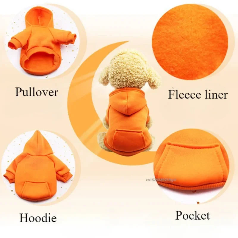 Dog Winter Hooded Sweatshirt For Pets And Cats Warm Coat