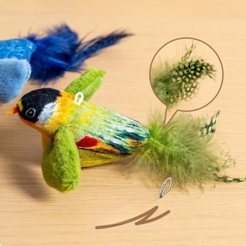 Indoor Interactive Cat Bird Teaser Toy With Realistic Bird Sounds