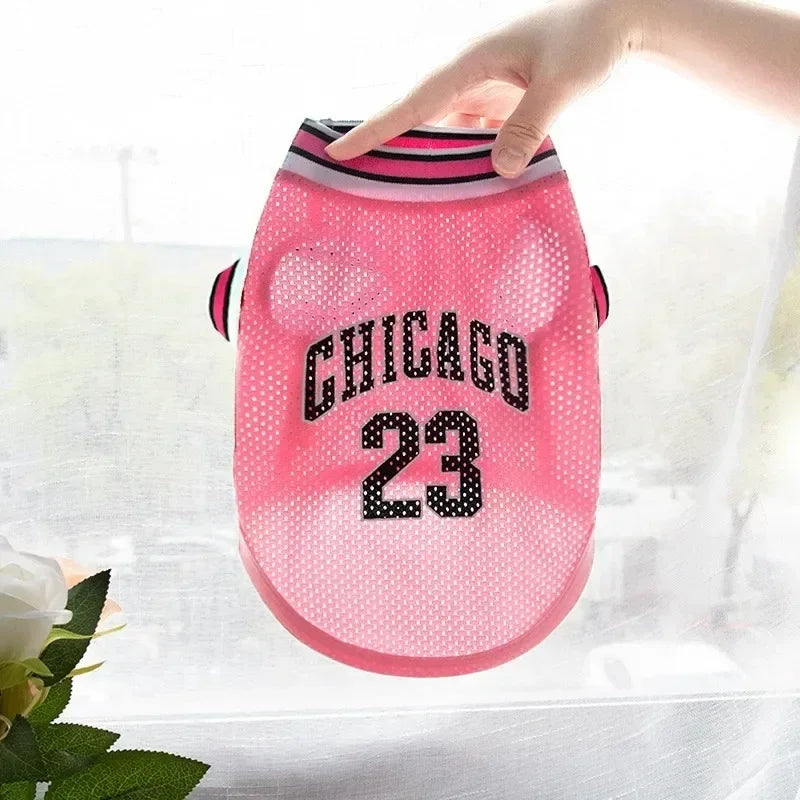 Dog Basketball Jersey Summer Pet Clothes Mesh Breathable Vest