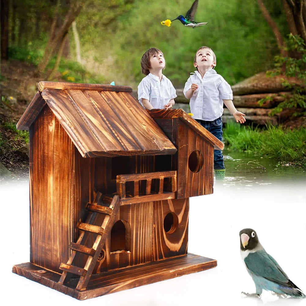 Sichuan Pet Bird Squirrel Wooden Hanging Cage House Toy Outdoor