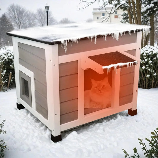 DAFIFY Insulated Cat House Weatherproof Outdoor Shelter For Feral Cats