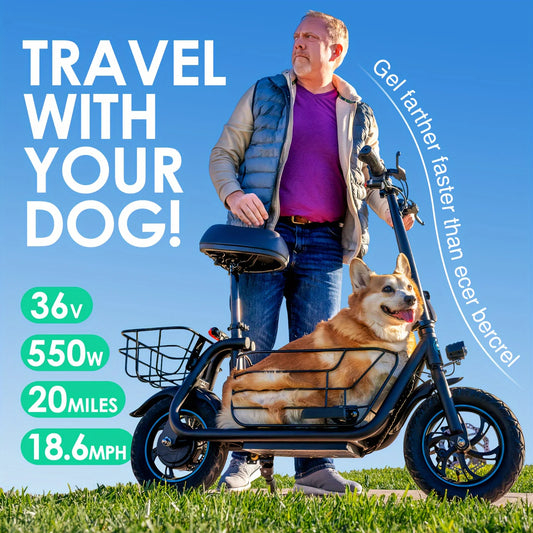 GYROOR Electric Scooter With Pet Basket For Adults Foldable