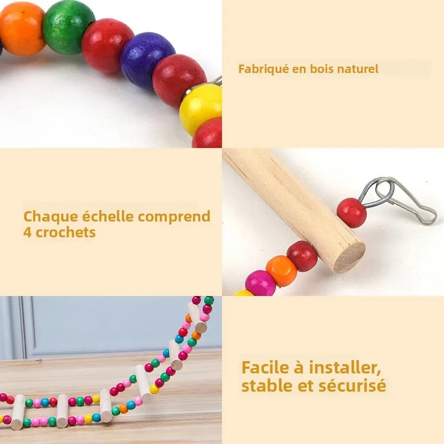 Art lalic Bird Ladder Swing Toy Wood Bridge for Parrots