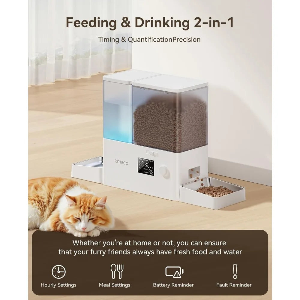 2-in-1 Automatic Pet Feeder And Water Dispenser For Cats Dogs