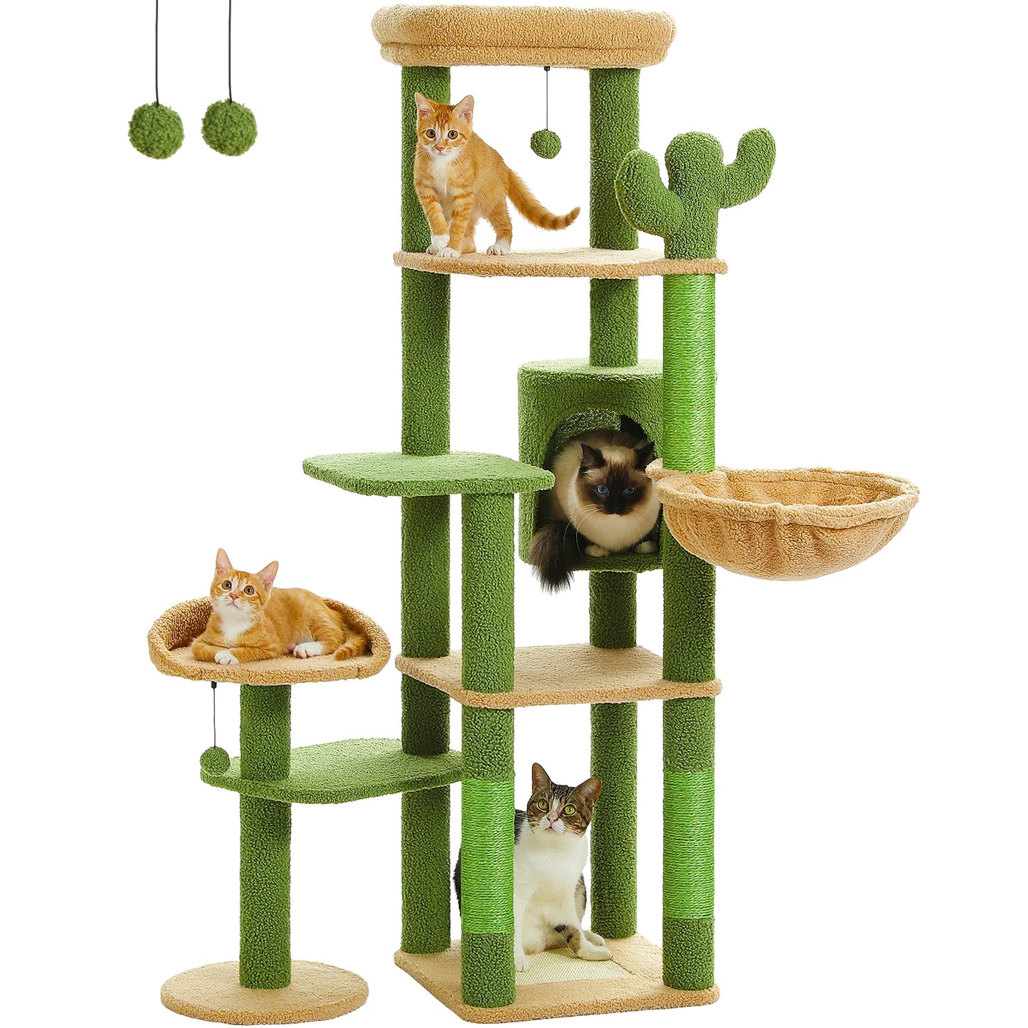 PEQULTICN Multi Level Cat Tree with Scratching Post Hammock