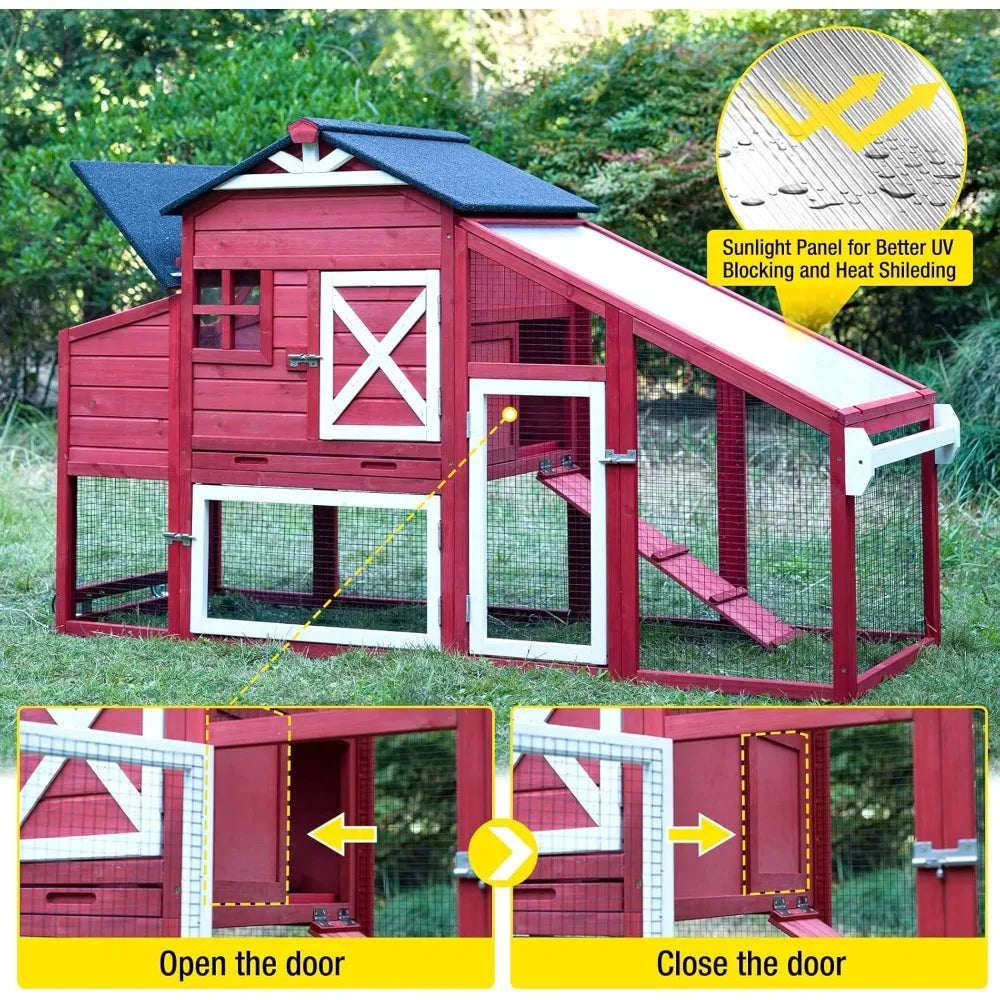 Mobile Chicken Coop On Wheels Expandable Poultry Cage Nest Box