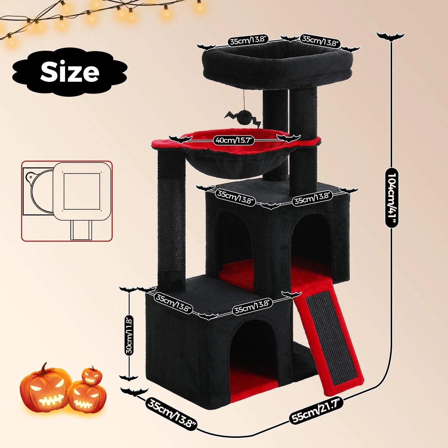 PEQULTICN Large Cat Tree Indoor Multi-Level Tower With Scratching Post