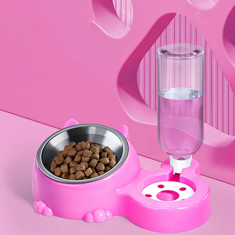 2-In-1 Pet Bowl Food And Water Anti Spill Feeding Bowl