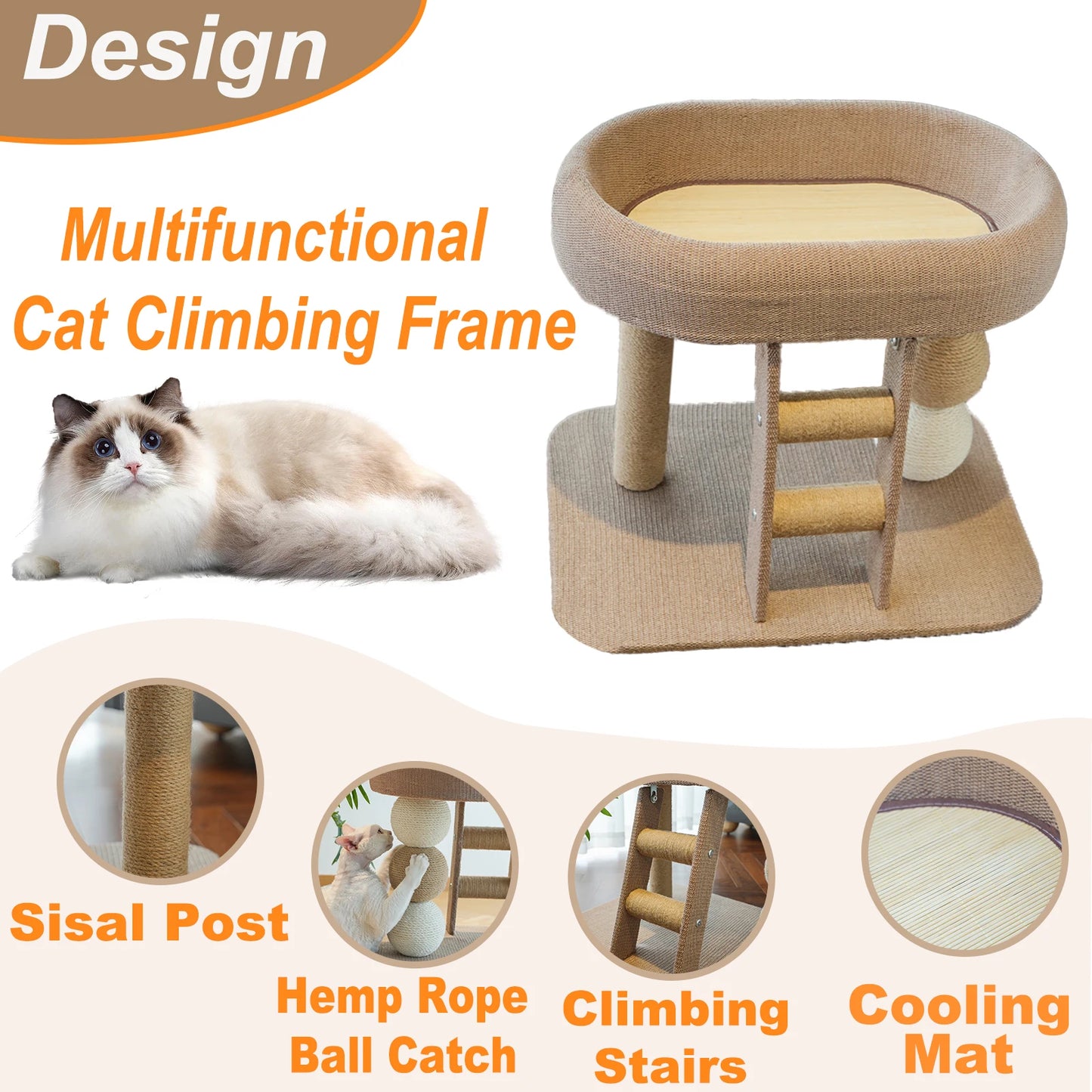 PremiumCat ClimbingFrame TowerBed With IceMat And HangingSisal ForKittens DurableConstruction LowMaintenance