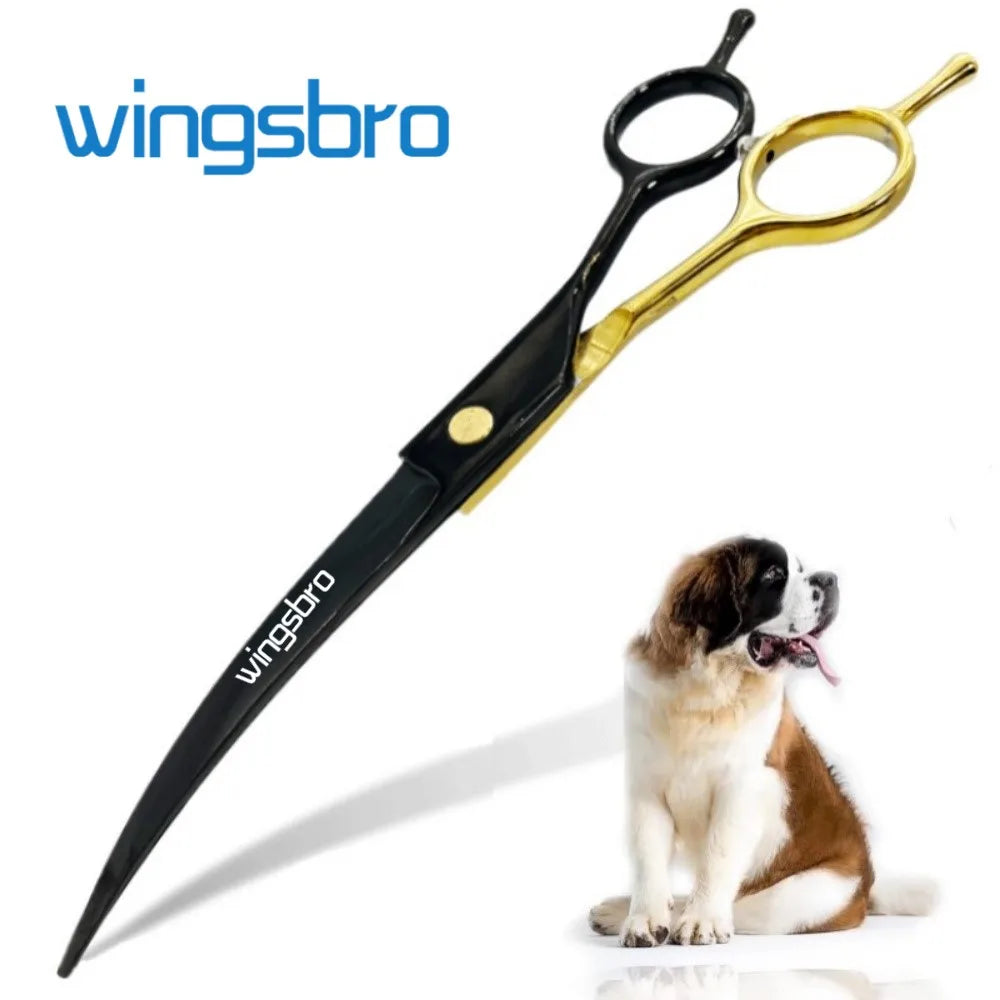 Professional Curved Dog Grooming Scissors in Stainless Steel for Pets