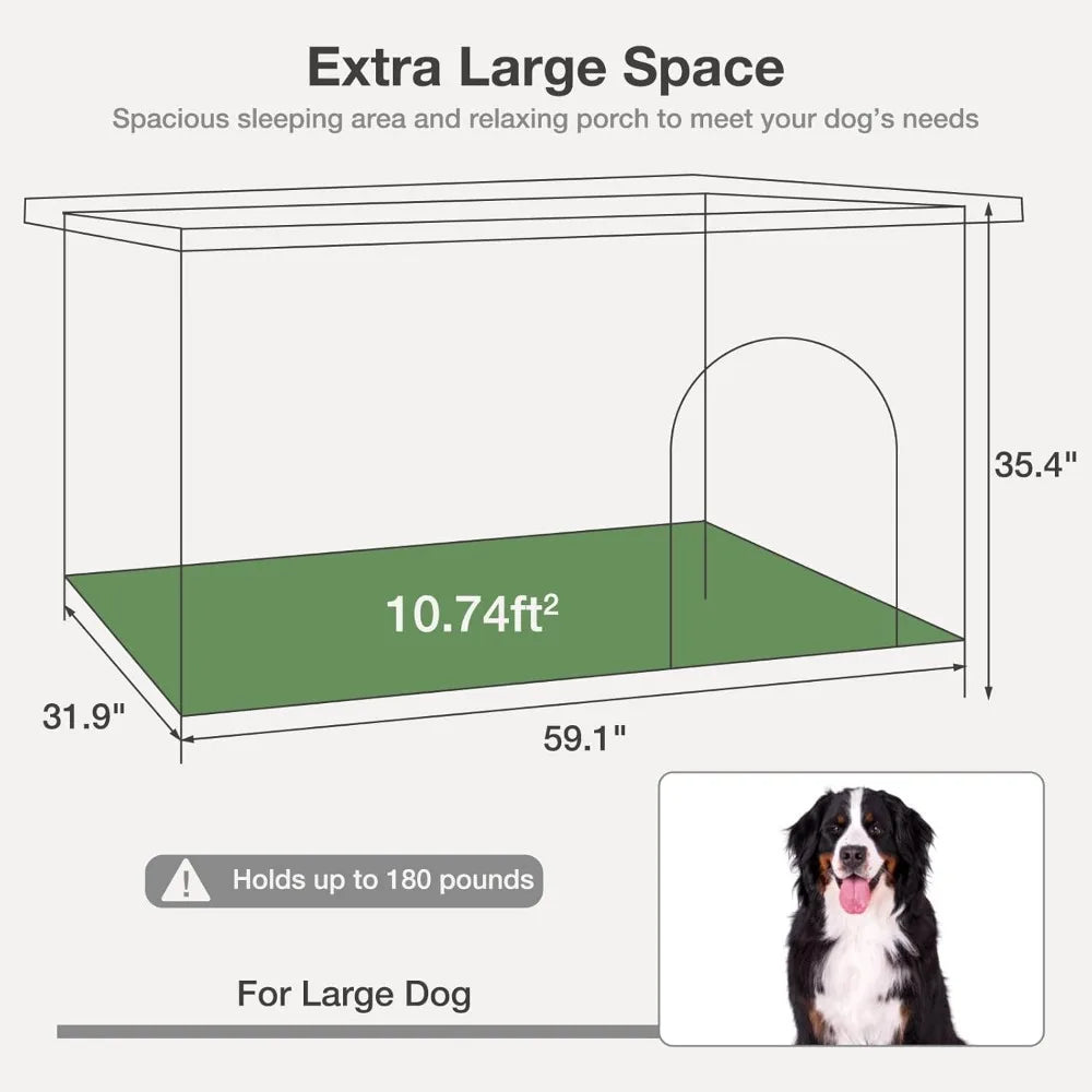 Insulated Outdoor Dog House With Waterproof Kennel Liner