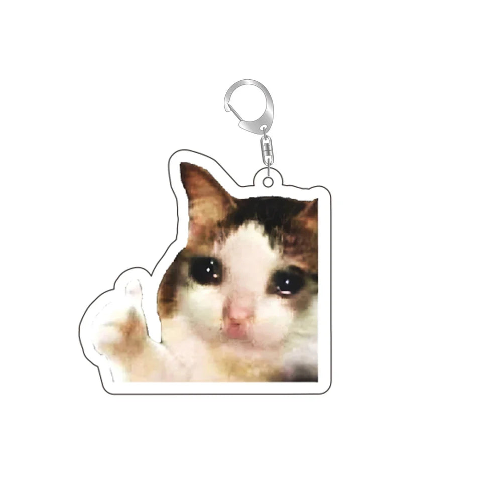 Button Bread Popping Cat Meow Meme Keychain Pendant