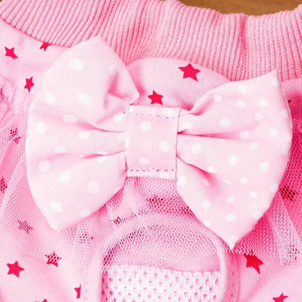 Washable Cotton Female Dog Menstrual Panties With Princess Bow