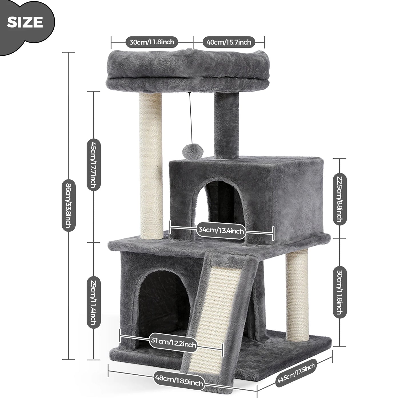 PEQULTICN Large Cat Tree Indoor Multi-Level Tower With Scratching Post