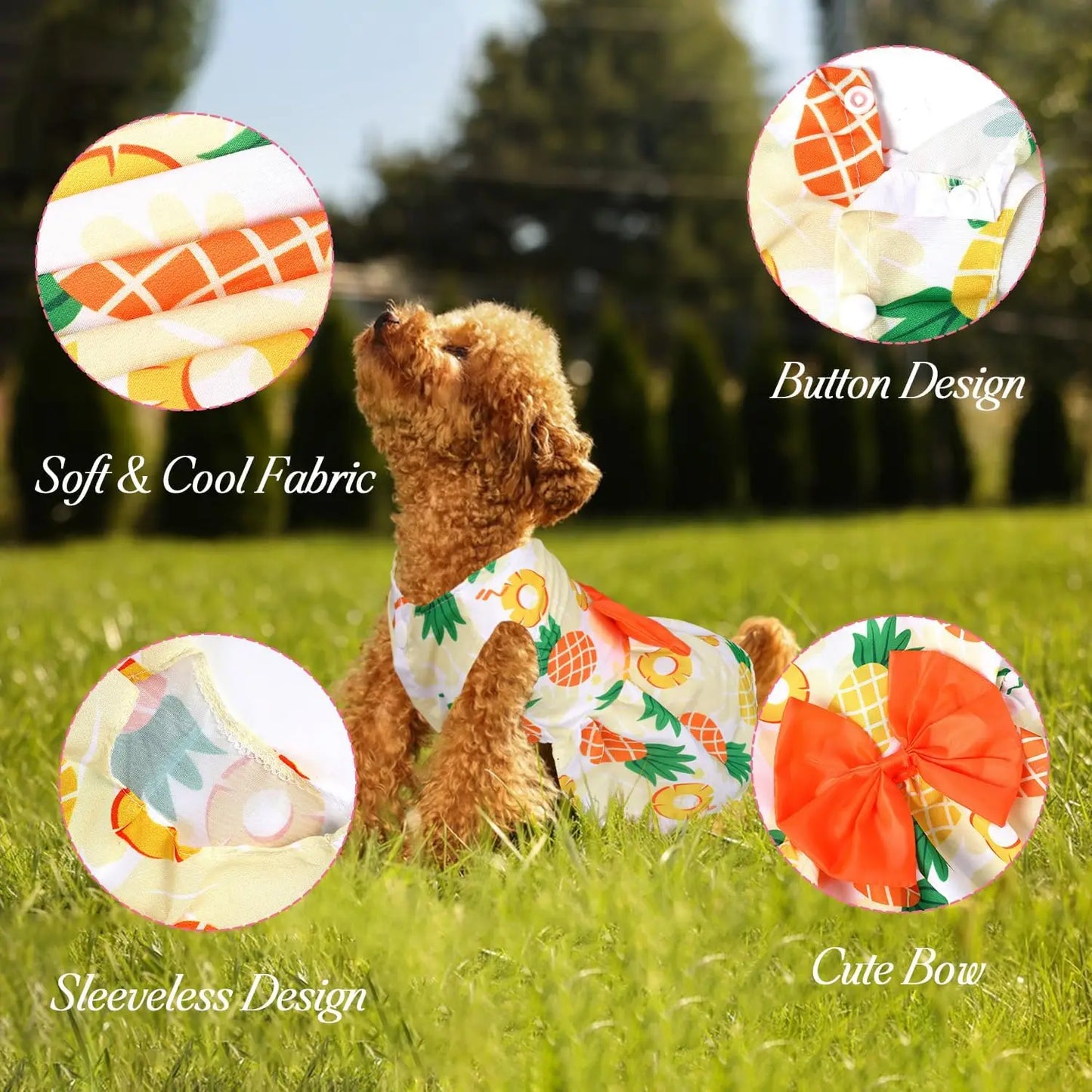 5 Pack Floral Bowknot Dog Dresses For Small Dogs Summer
