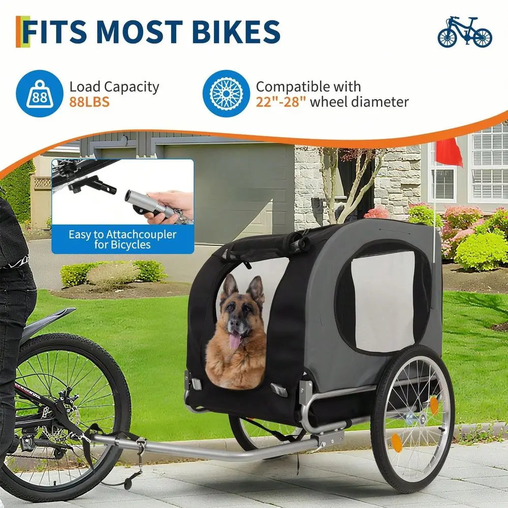 XMSJ Dog Bike Trailer With Quick Release Wheels For Pets