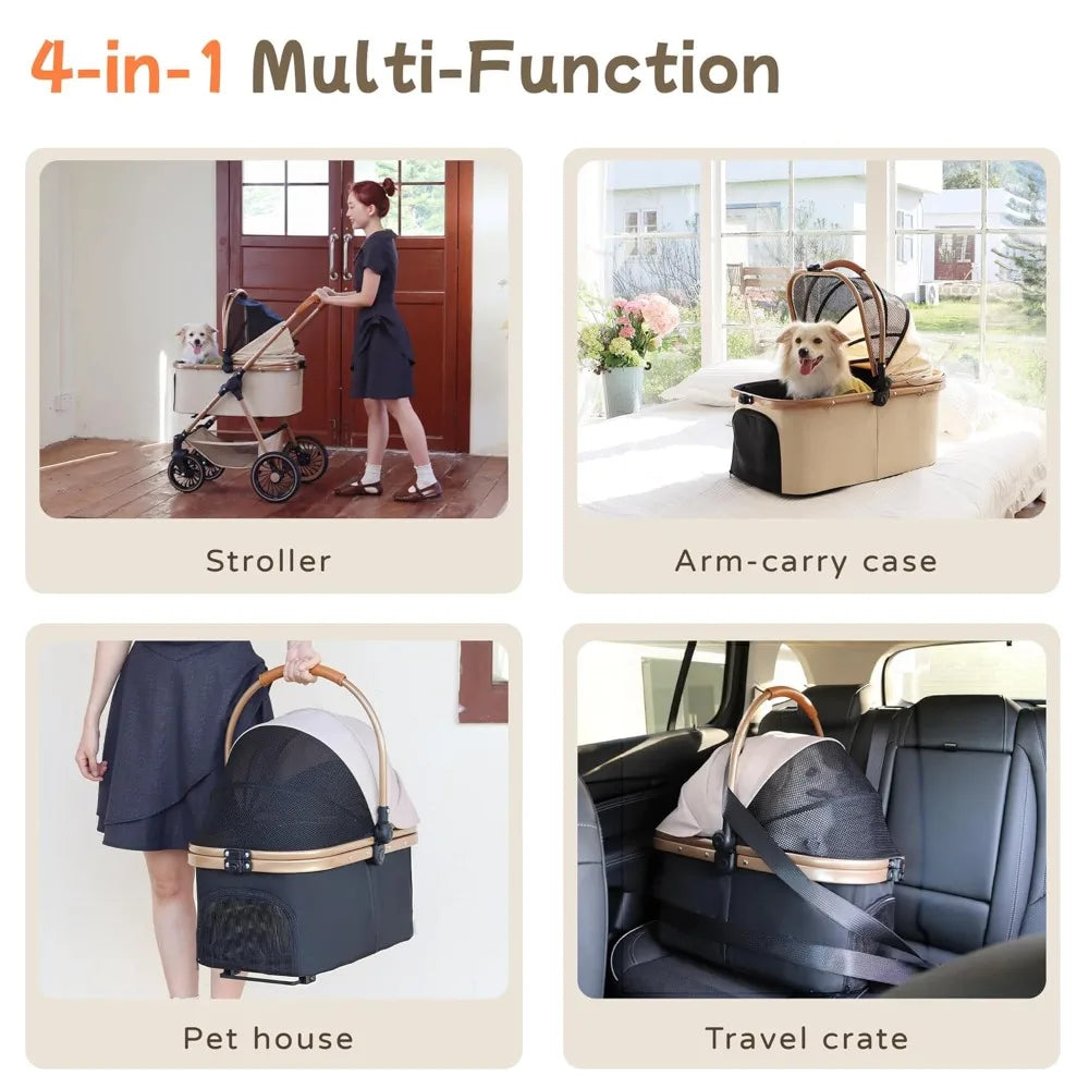 XMSJ 3-In-1 Pet Stroller For Small Dogs And Cats 33lbs