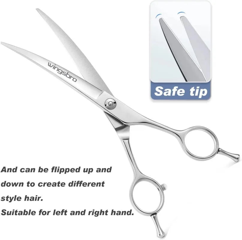 Professional Curved Dog Grooming Scissors in Stainless Steel for Pets