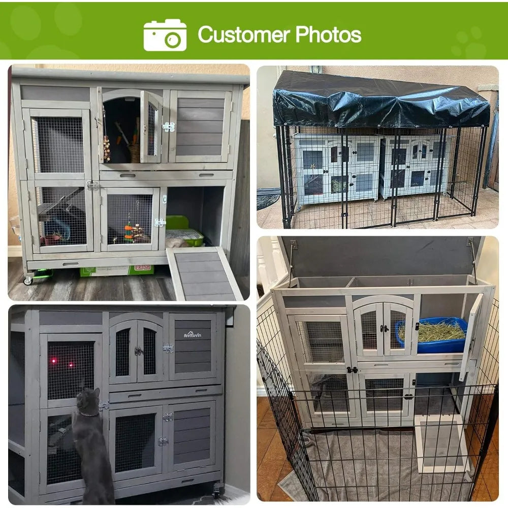 Rabbit Hutch Indoor Outdoor Bunny House With Plastic Tray