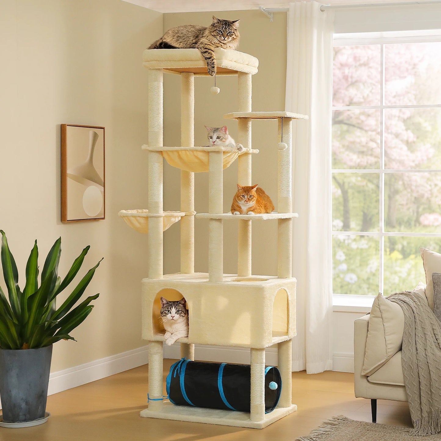 PAWZ Road Tall Cat Tree With Large Condo And Scratching Posts
