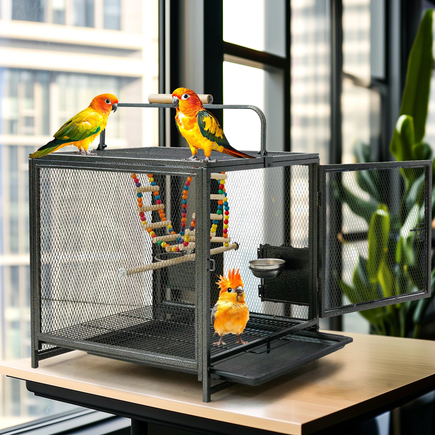 Iron Bird Cage For Parrots And Small Birds With Hammock