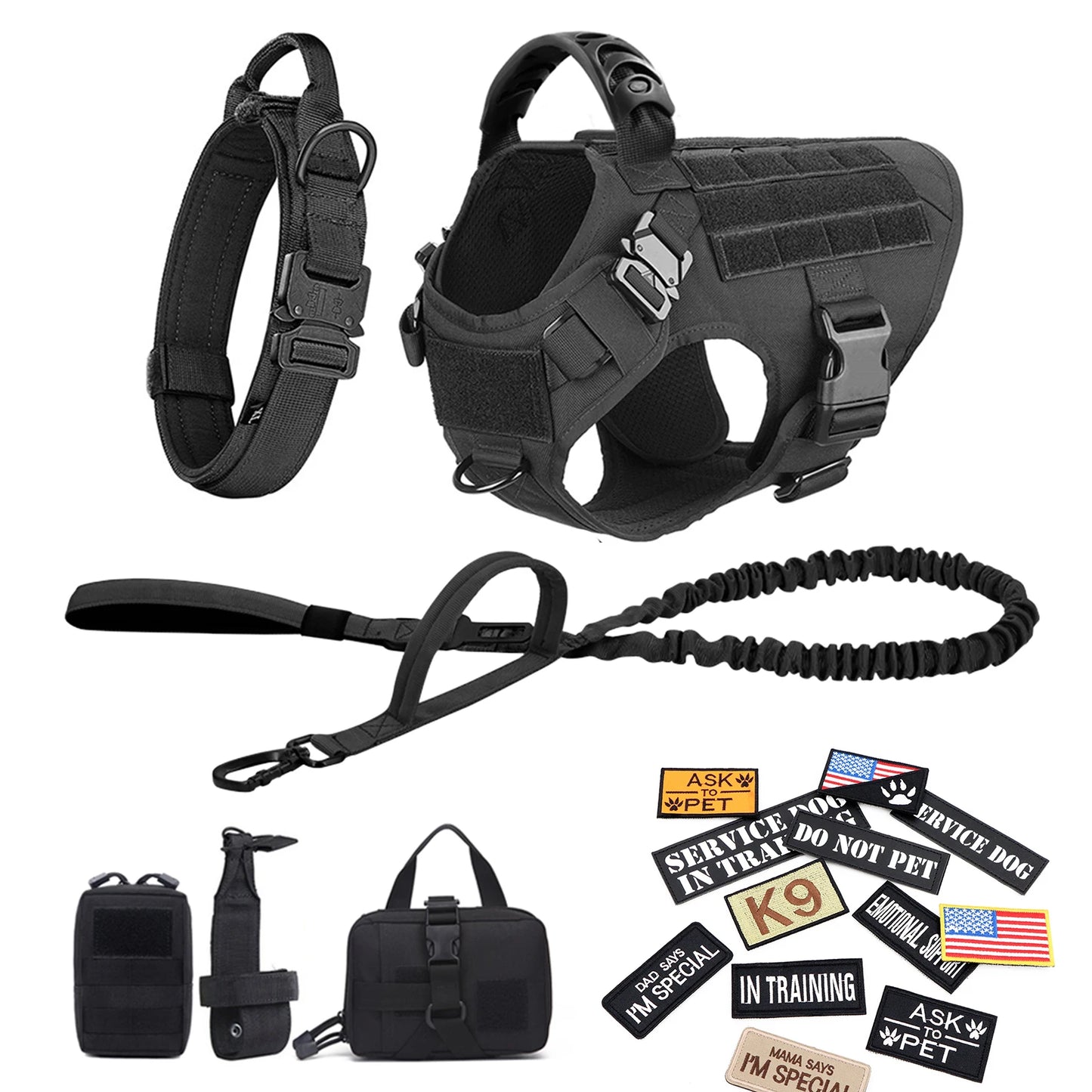 Petravel Military Dog Harness Vest Kit With Leash And Patches
